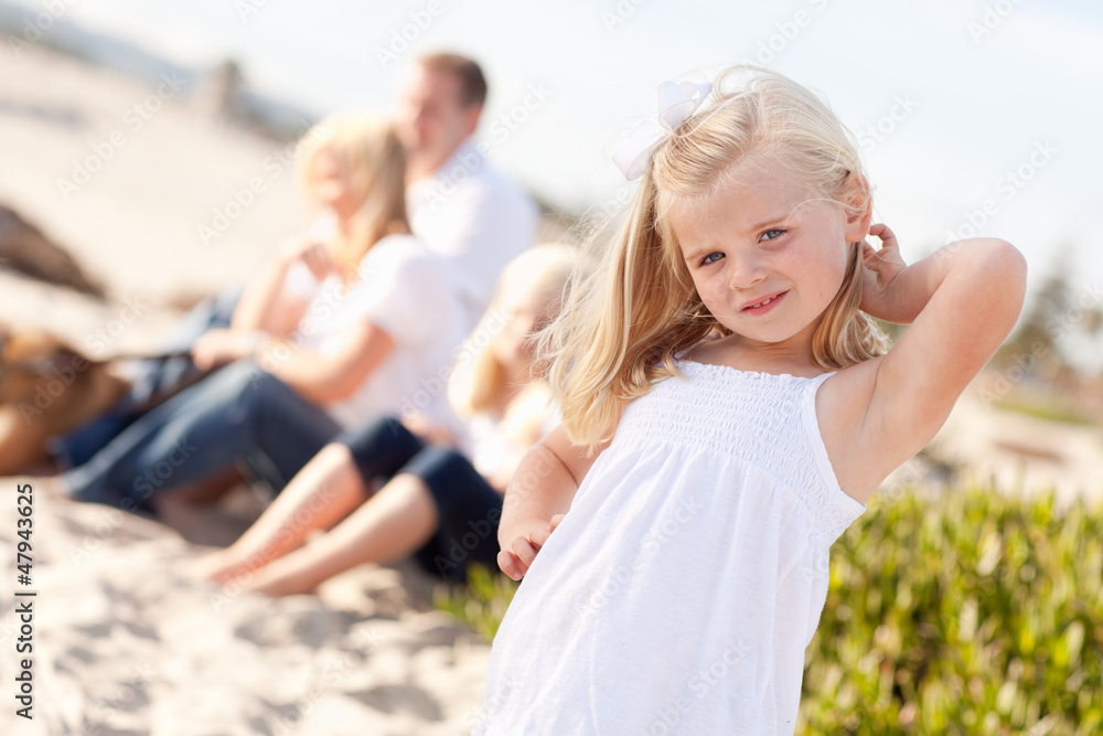 Obraz premium Adorable Little Blonde Girl Having Fun At the Beach