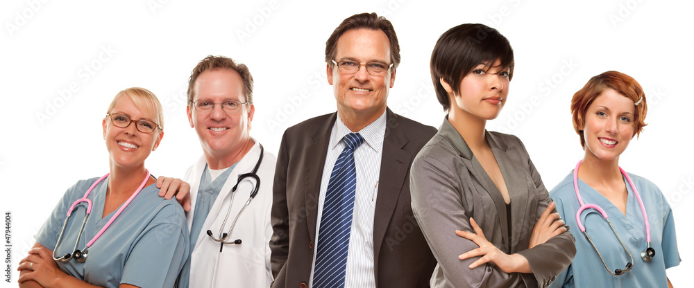 Mixed Race Women and Businessman with Doctors or Nurses Mixed Race Women and Businessman with Doctors or Nurses