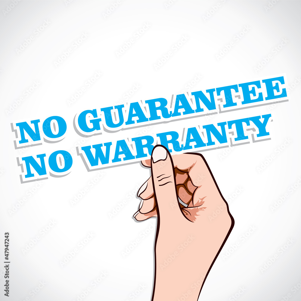 No guarantee no warranty Word in hand stock vector Stock Vector Adobe