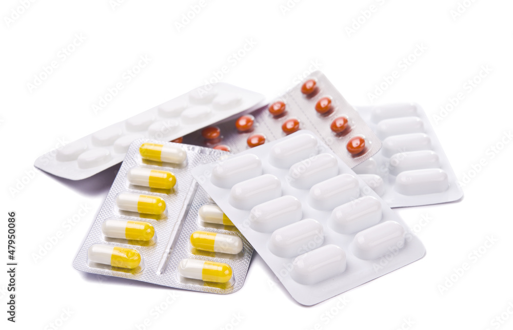 Packing pills isolated Packing pills isolated