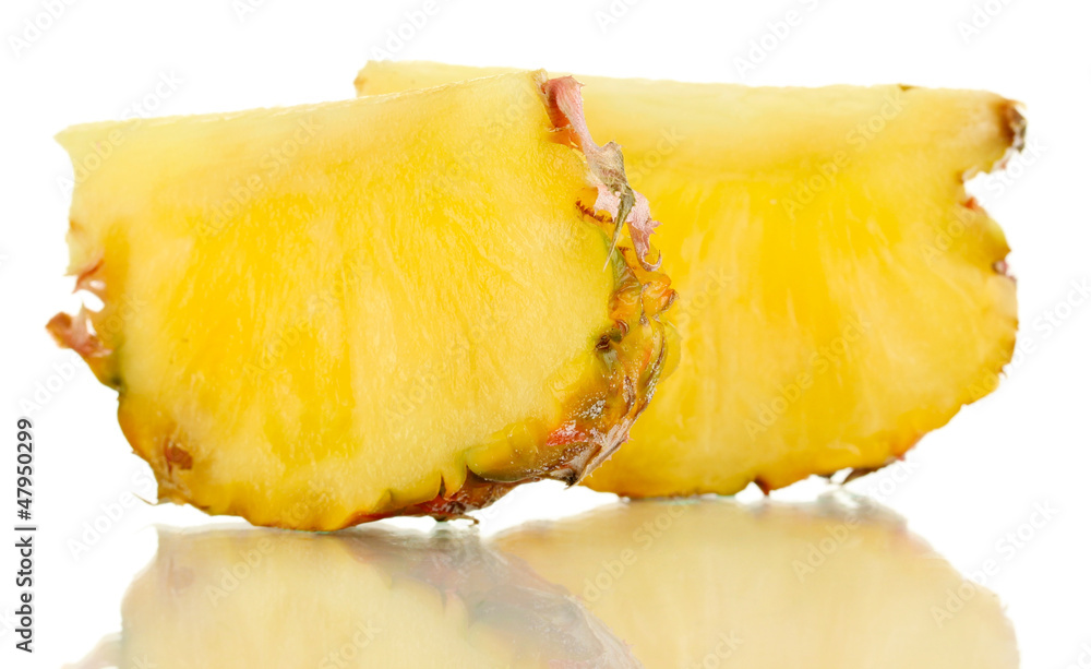 Sliced ripe pineapple isolated on white Sliced ripe pineapple isolated on white