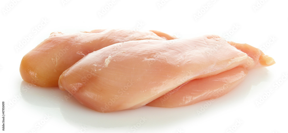 raw chicken meat, isolated on white raw chicken meat, isolated on white
