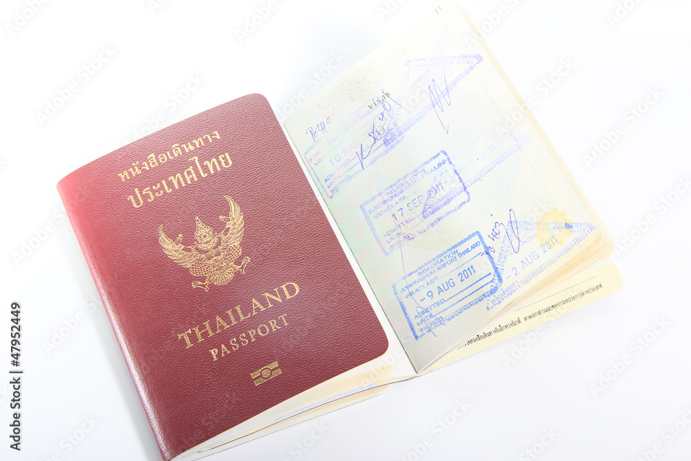 Thailand passport on white background Thailand passport on white background