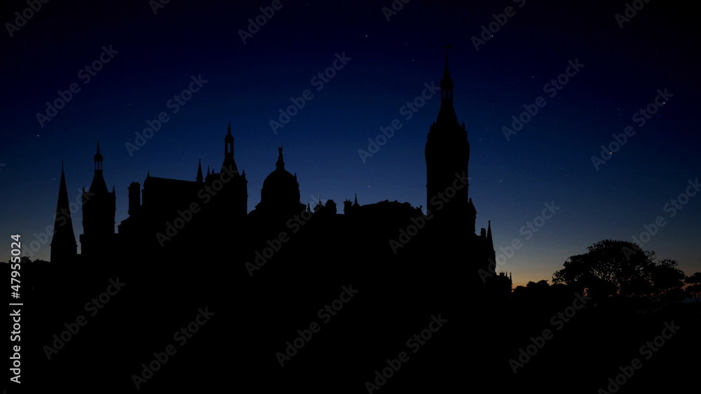 Germany Schwerin Castle sunrise Germany Schwerin Castle sunrise
