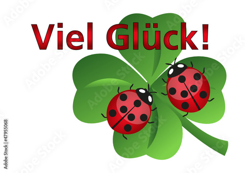 Viel Glück - Marienkäfer und 4-blättriges Kleeblatt