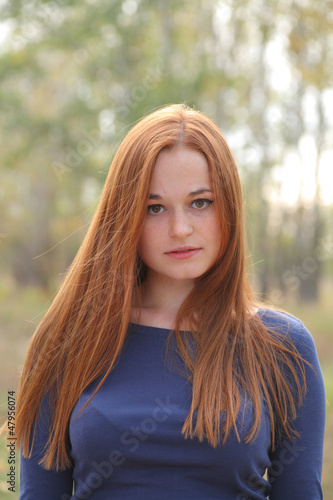Natural beautiful red-haired girl