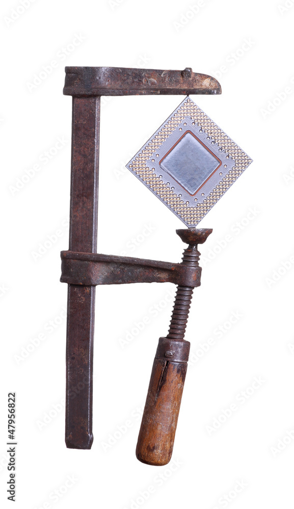 Fototapeta premium semiconductor captured in old clamp