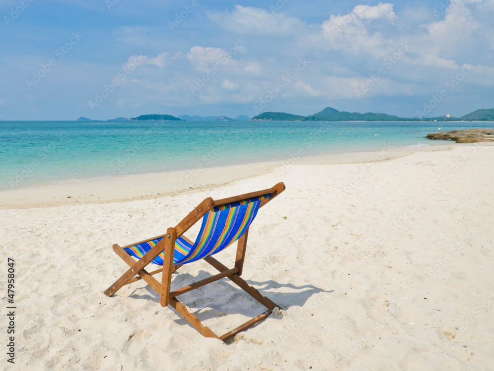 Tropical beach with colorful beach chair, Thailand Tropical beach with colorful beach chair, Thailand