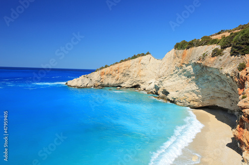 Sunny day at Porto Katsiki beach on Lefkada