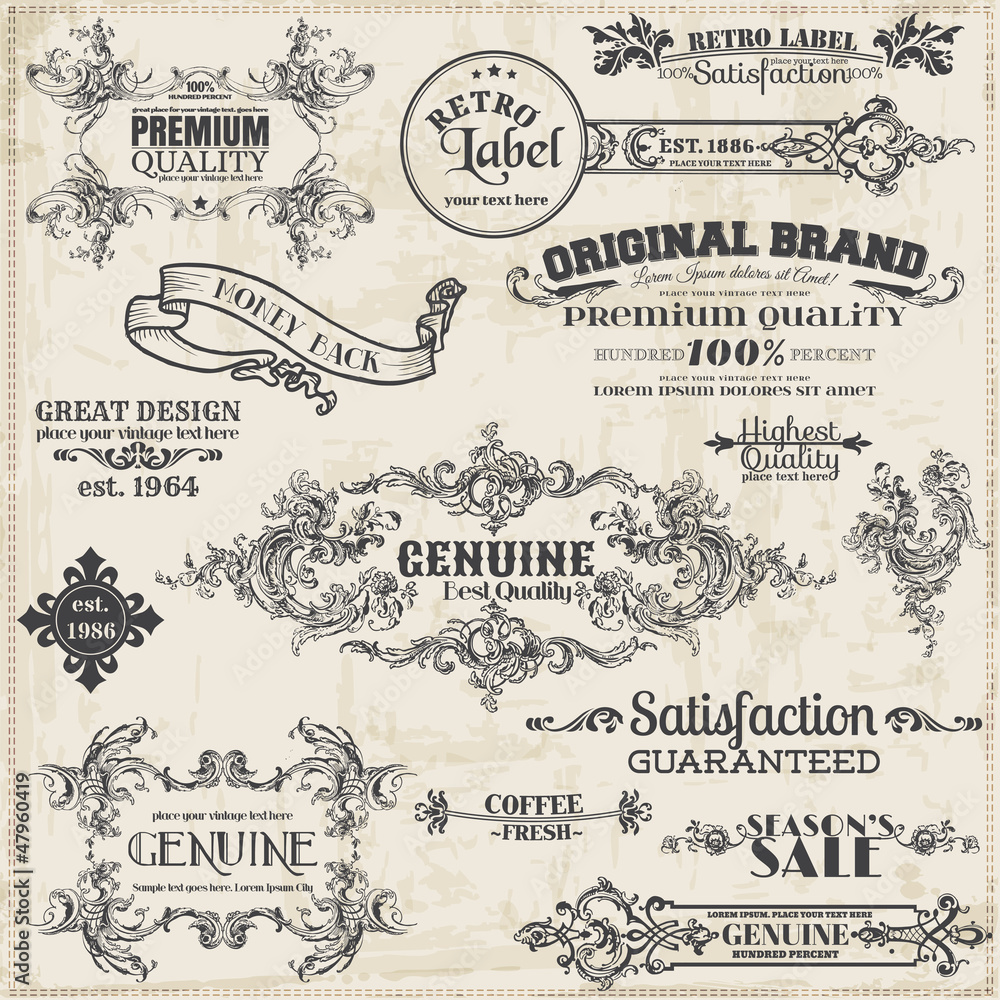 Vector Set: Calligraphic Design Elements and Page Decoration - obrazy, fototapety, plakaty 