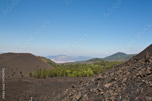 from one side of the volcano