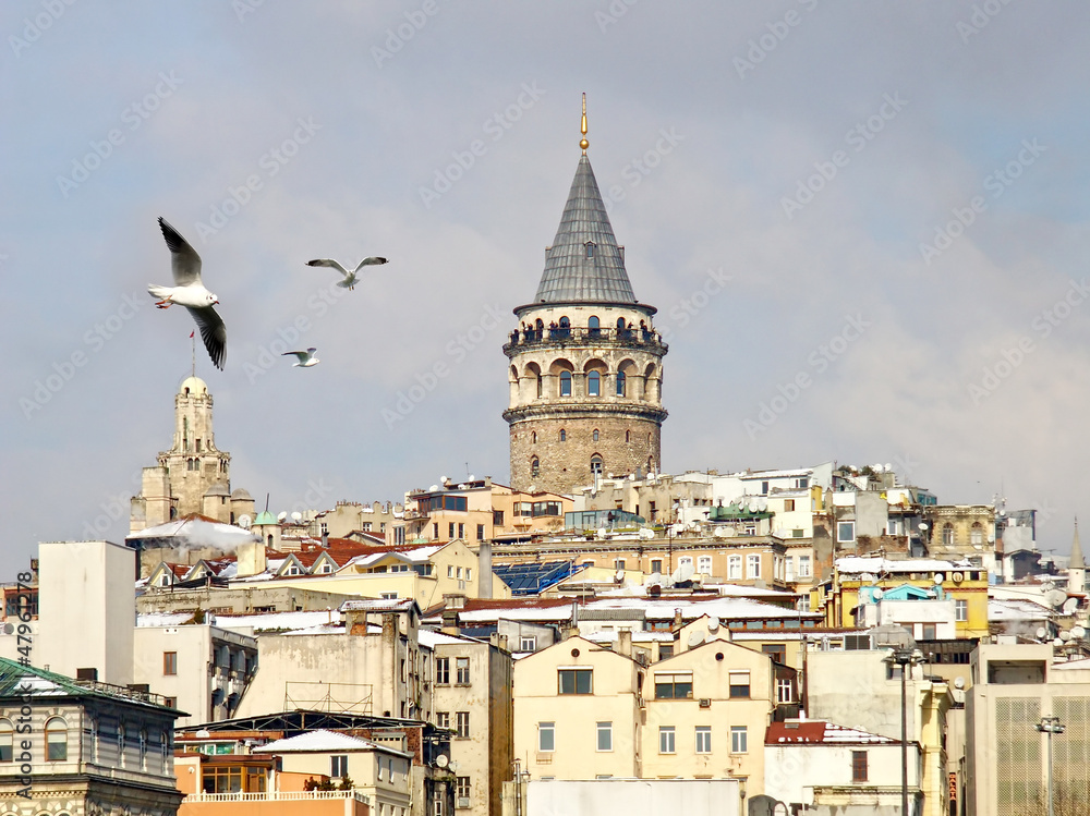 Istanbul Galata tower in winter