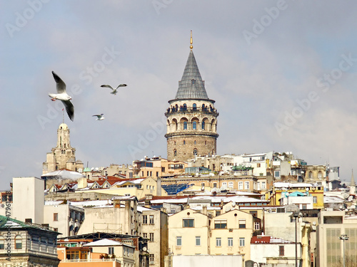 Canvas Print Istanbul Galata tower in winter