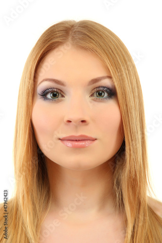 beautiful young woman with bright winter make-up
