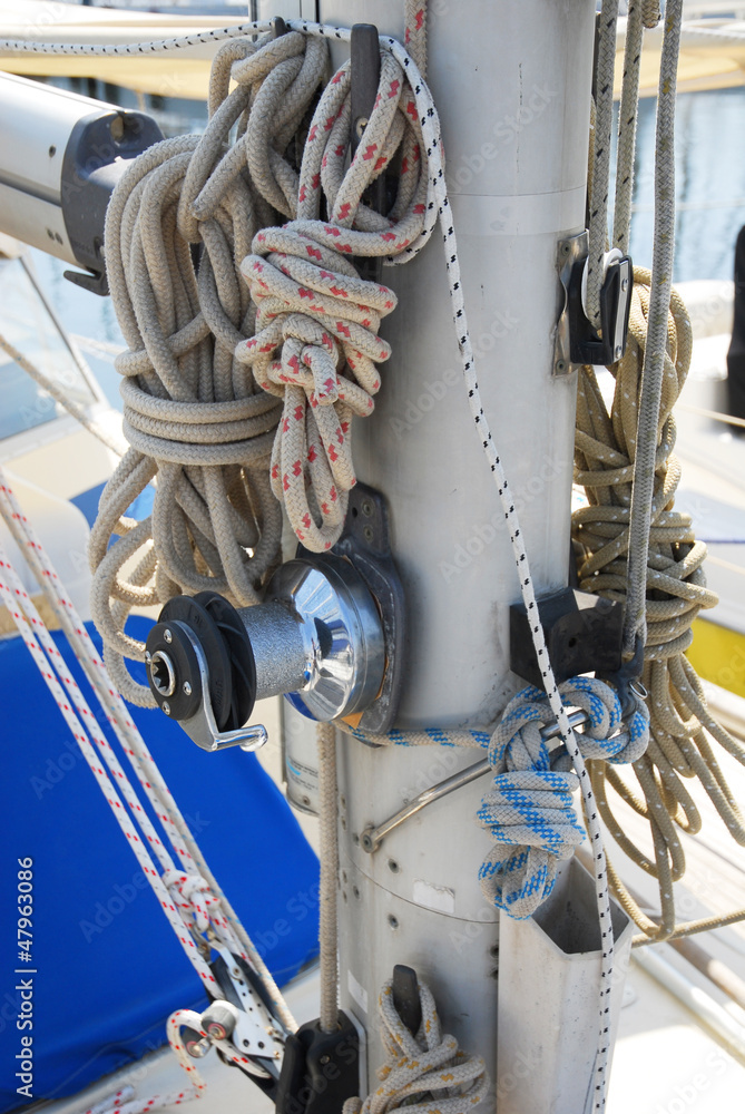 Sailing boat ropes at Marina of Ravenna Sailing boat ropes at Marina of Ravenna