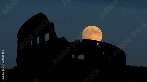 Italy Rome Colosseum moonrise photo