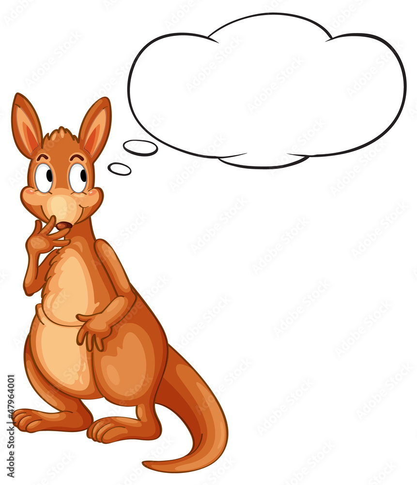 A kangaroo thinking on a white A kangaroo thinking on a white
