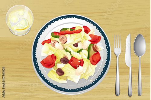 Garnished salad in dish