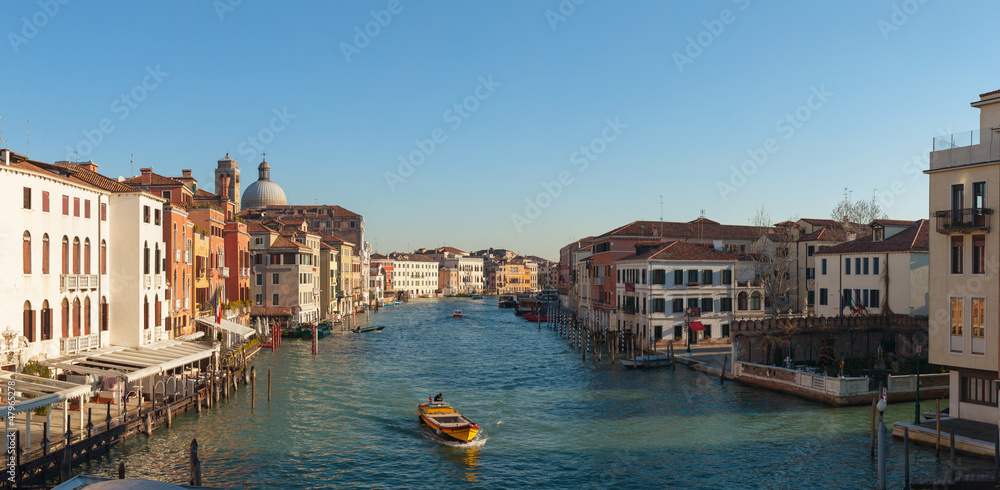 Panoramic view to Grande Canal in Venice, Italy