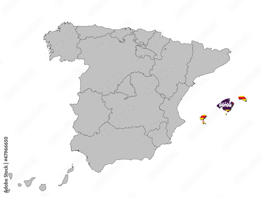 Obraz premium Balearen auf den Umrissen Spanien's