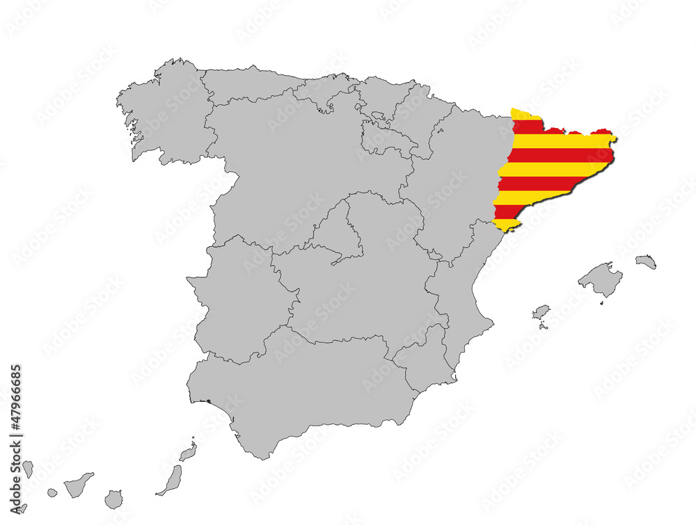 Obraz premium Katalonien auf den Umrissen Spanien's
