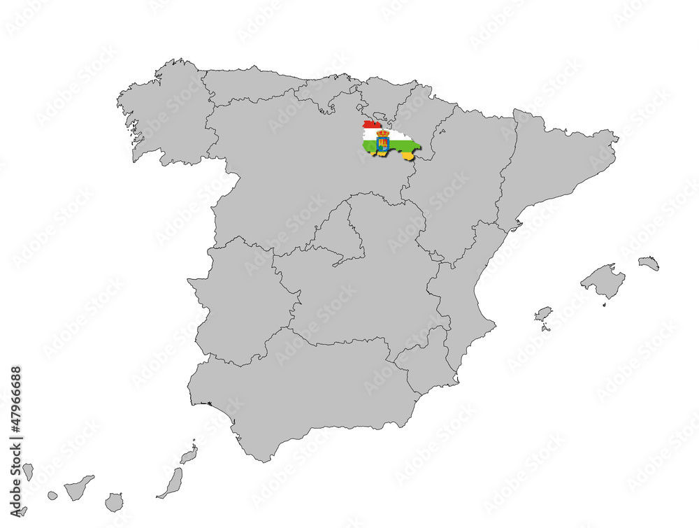 Fototapeta premium La Rioja auf den Umrissen Spanien's