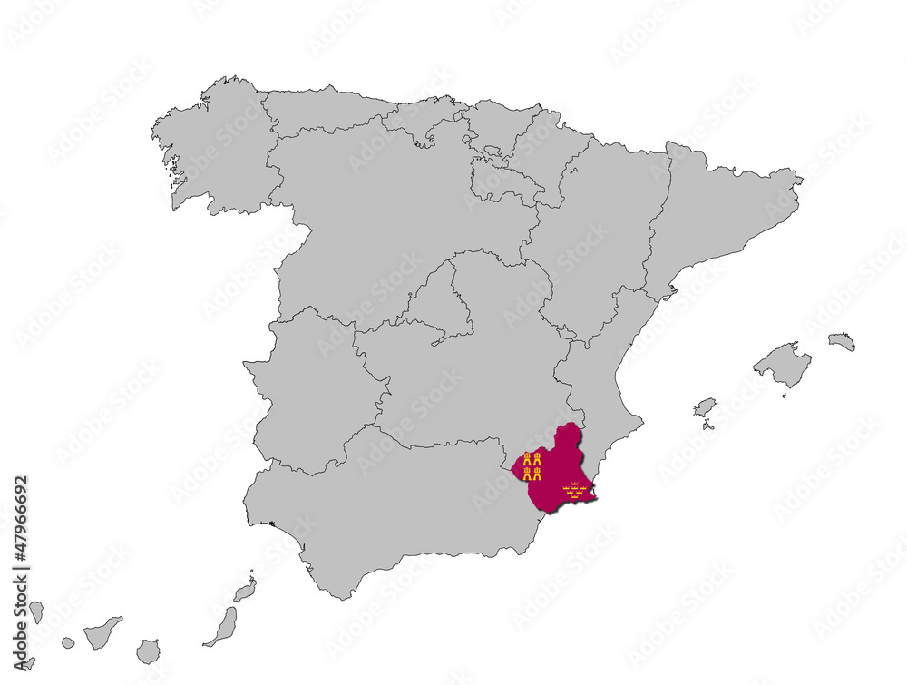 Obraz premium Murcia auf den Umrissen Spanien's