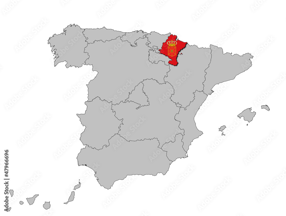Navarra auf den Umrissen Spanien's