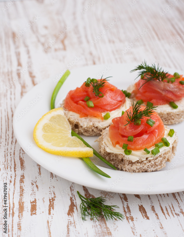 Canapes with  salmon