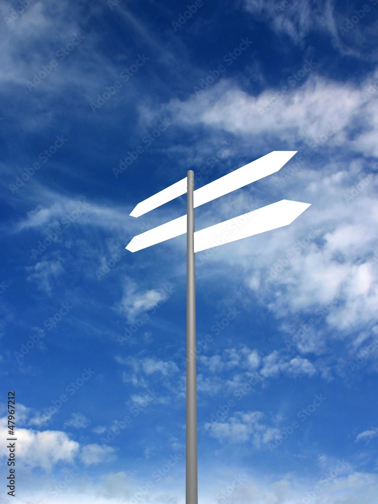 Signpost on beautiful background of blue sky. 3D render. Signpost on beautiful background of blue sky. 3D render.
