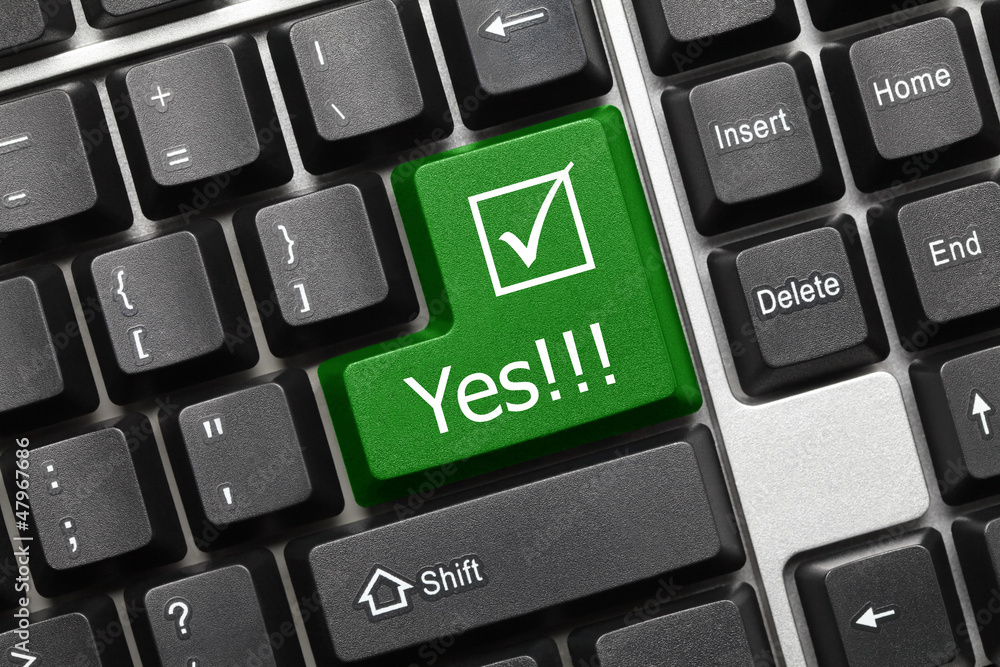Conceptual keyboard - Yes (green key with checkbox) Conceptual keyboard - Yes (green key with checkbox)