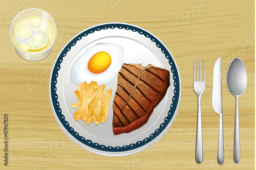 Steak, eggs and fries