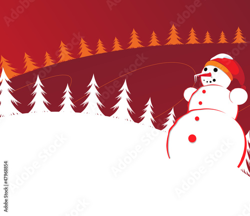 Christmas background with Snowman