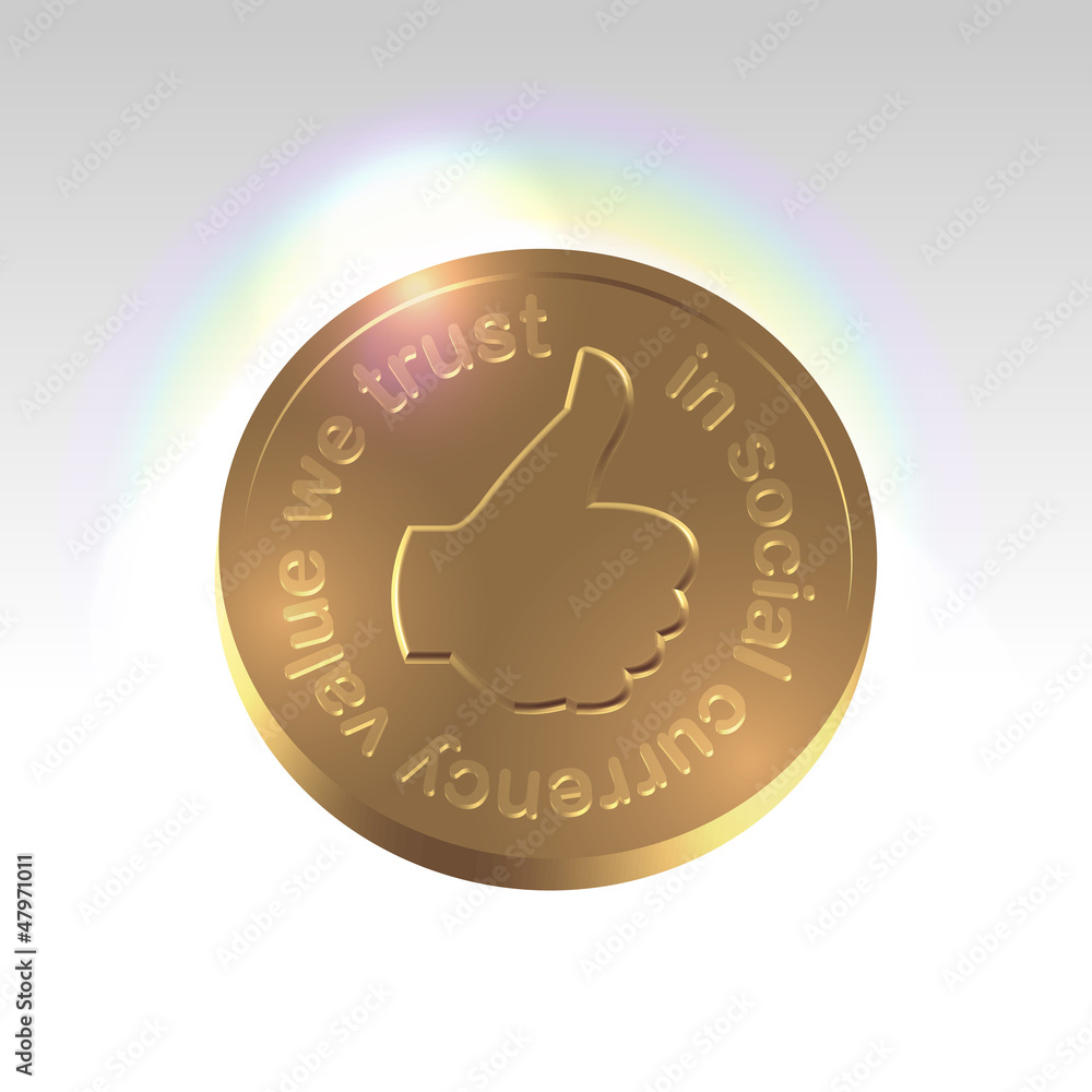 Golden social currency concept illustration Golden social currency concept illustration