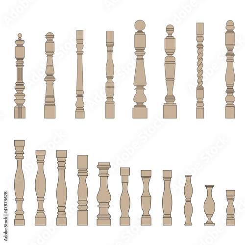 Photo set of architectural element – balustrade, vector