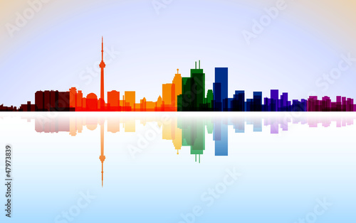 Colorful City Toronto panorama, vector