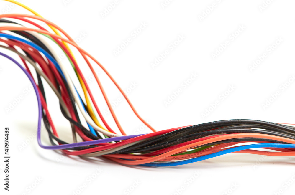 Multicolored computer cable isolated on white background Multicolored computer cable isolated on white background