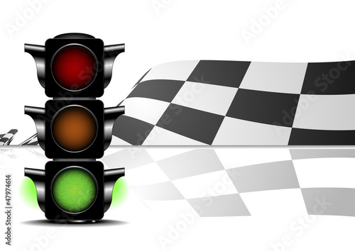 racing flag with green light