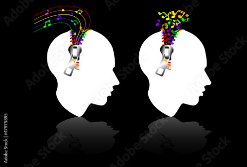 colorful profile head with note, vector