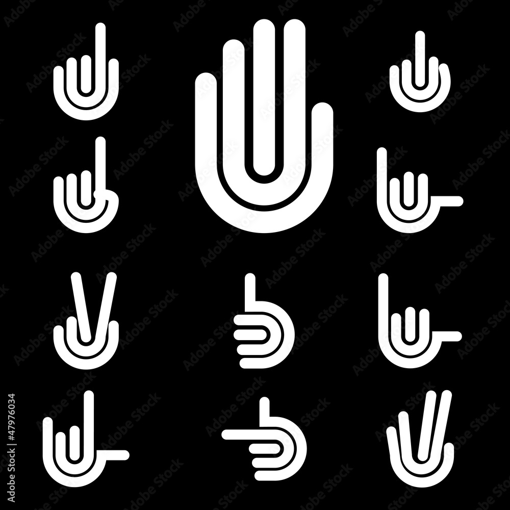 Hand Gestures and signals -set of vector icons for your design Hand Gestures and signals -set of vector icons for your design