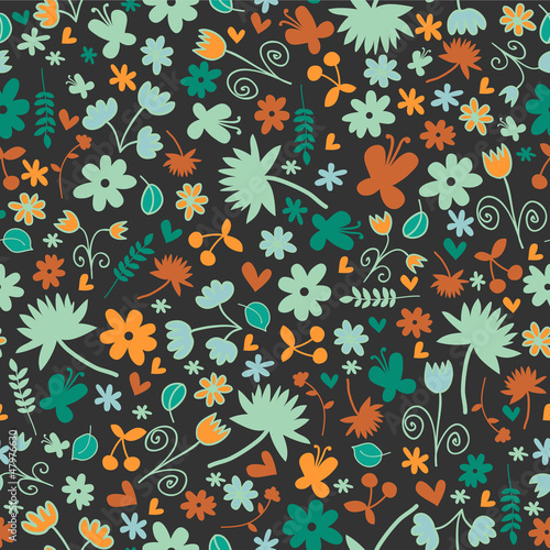 Seamless pattern wtih sweet floral elements
