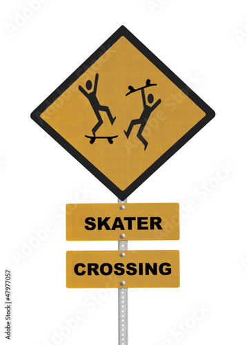 Skater Crossing Caution Roa...