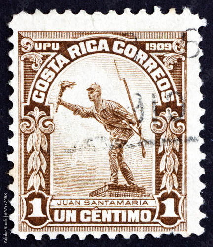 Postage stamp Costa Rica 1910 Juan Santamaria, National Hero photo