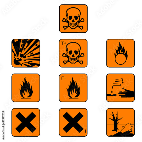 Set of chemicals hazard symbols, vector