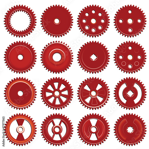 Set of orange gears, vector