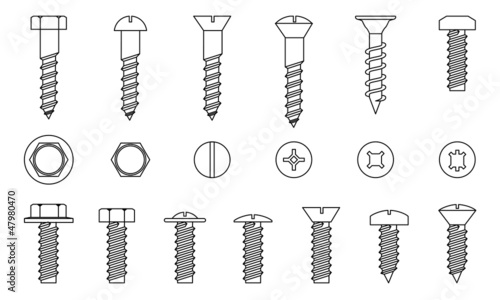 Set of screws, vector