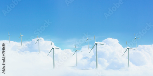 modern white wind turbines