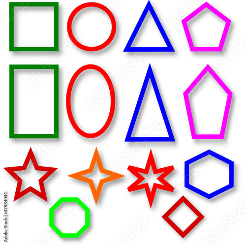 Different colored geometric shapes