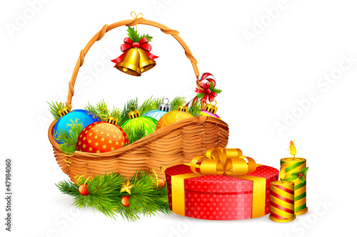 vector illustration of basket full of Christmas gift