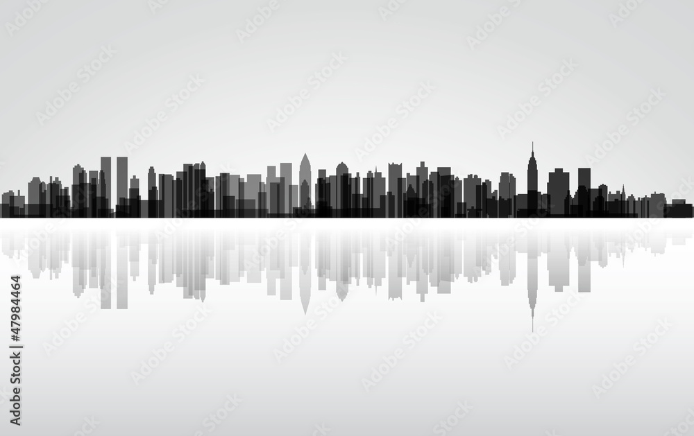 Colorful City New York panorama, vector